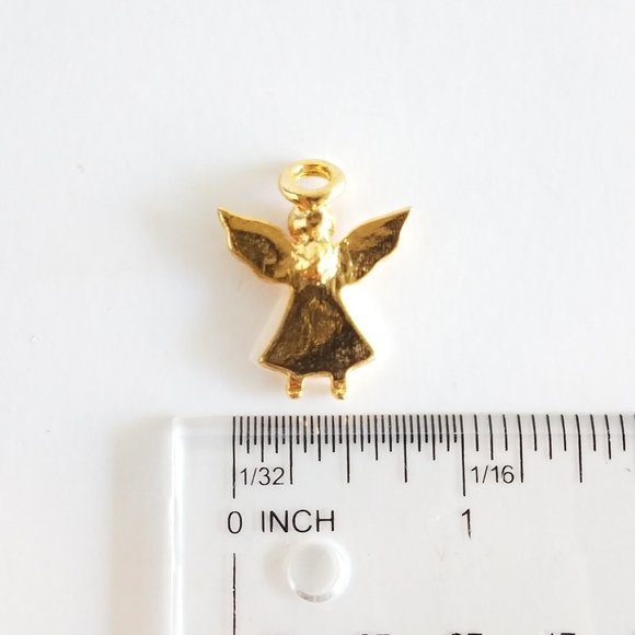 Small Gold Tone Angel Pin Mother Of Pearl & July Ruby Red Crystal - Picture 4 of 7